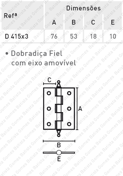 Dobradi�a fiel com eixo amov�vel - LAT�O Lacado Preto